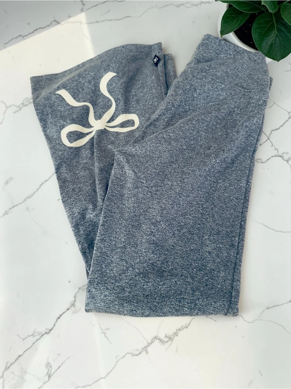 Girls' Blue Bow-Accent Flare Leggings